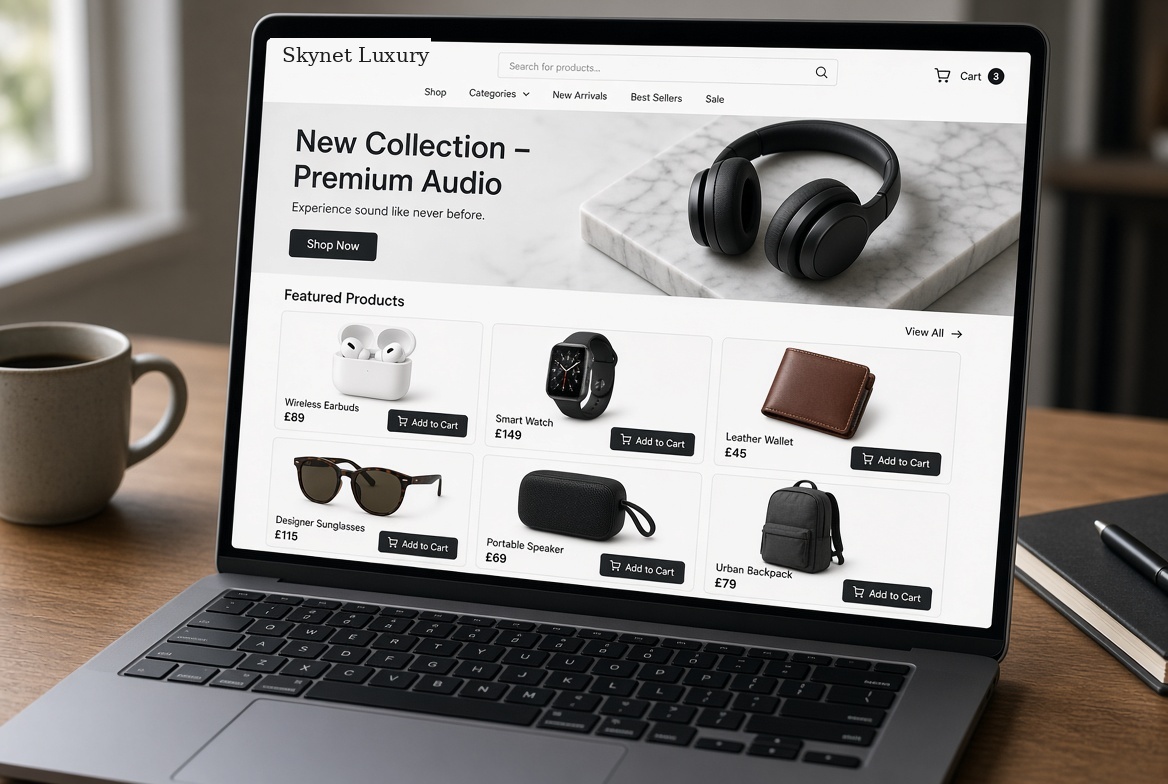 Modern e-commerce store displayed on a laptop