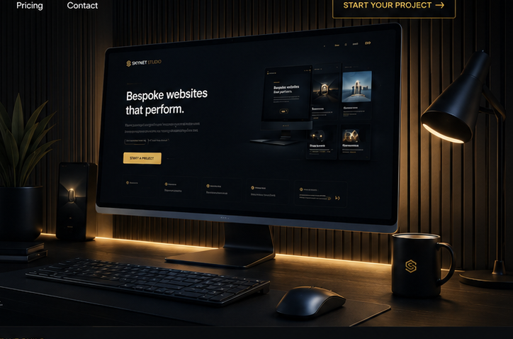 Dark premium web studio interface concept